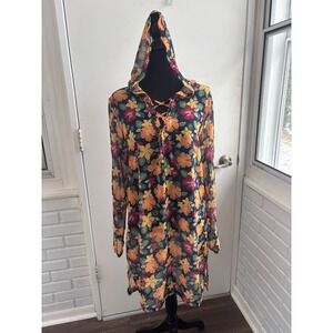 Disney Cruise Floral Print Hooded‎ Swim Cover Up Dress large vacation travel
